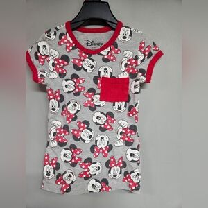 Disney Minnie Mouse Girls Small 6 6x T-Shirt. Gray And Red